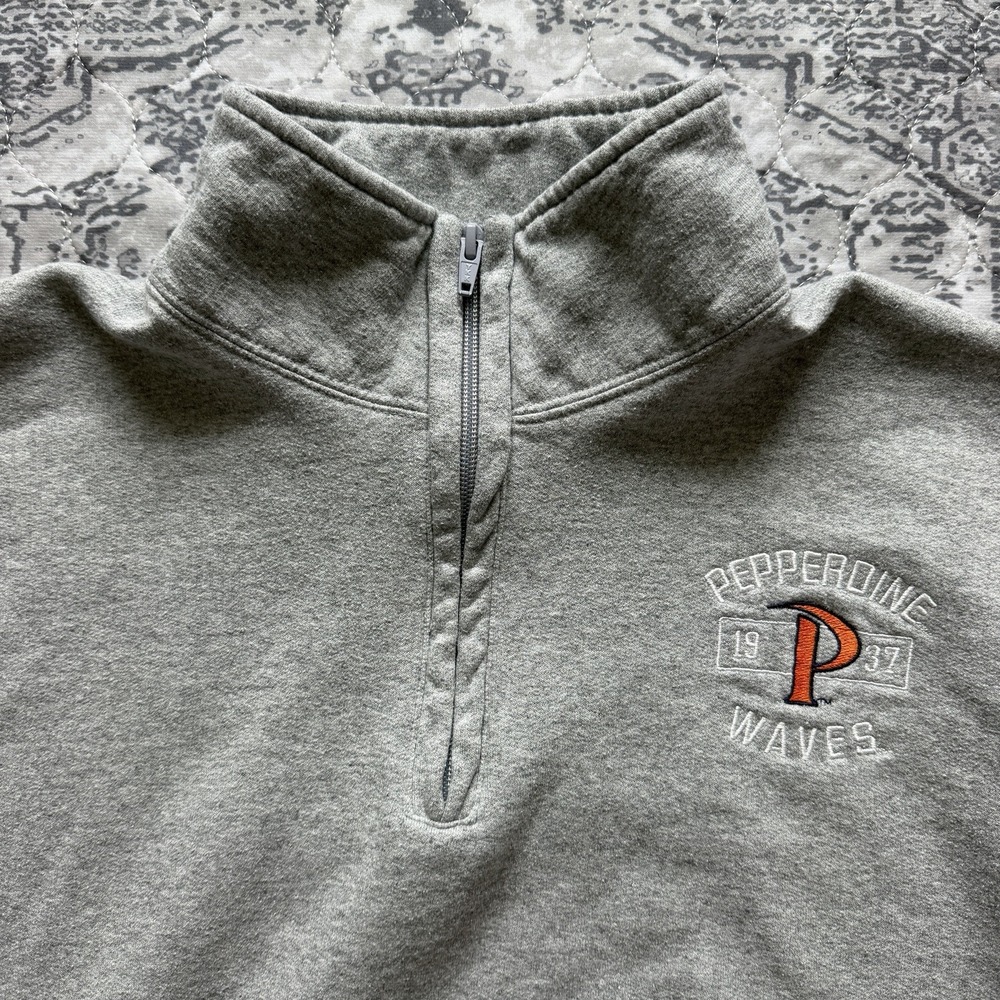 Champion Pepperdine University Waves Eco Fleece 1/4 Zip Sweatshirt Gray Large - Picture 10 of 13